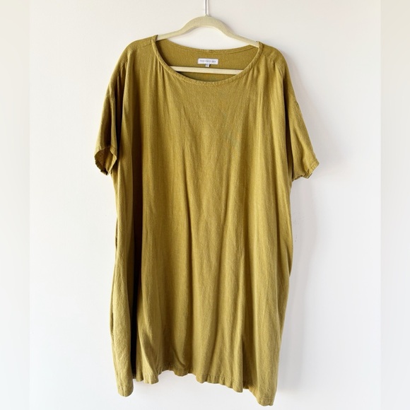 Two Days Off Olivia Dress Linen Blend Olive Green OS - Picture 2 of 6